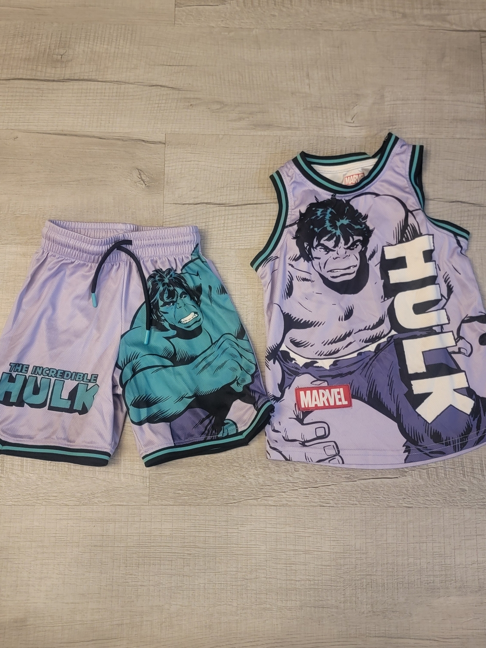 Marvel Kids Hulk Lavender & Teal Tank Top and Shorts Set